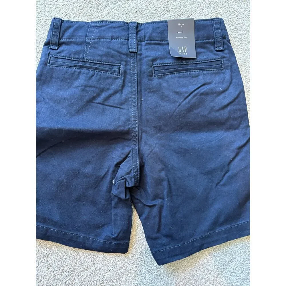 NWT Gap Kids Khaki Shorts with Washwell - Blue Galaxy, Sz 7 $38 B43